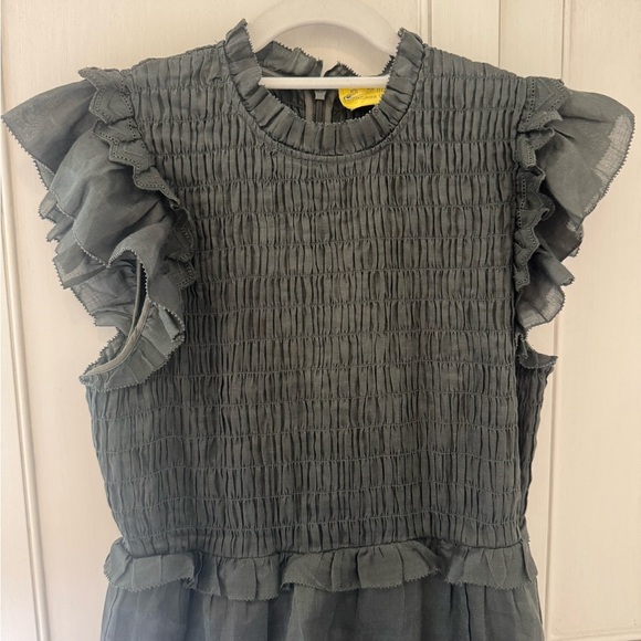 Sea New York Green Smocked Too Ruffle Sleeves Midi Dress size 6 - Picture 4 of 7